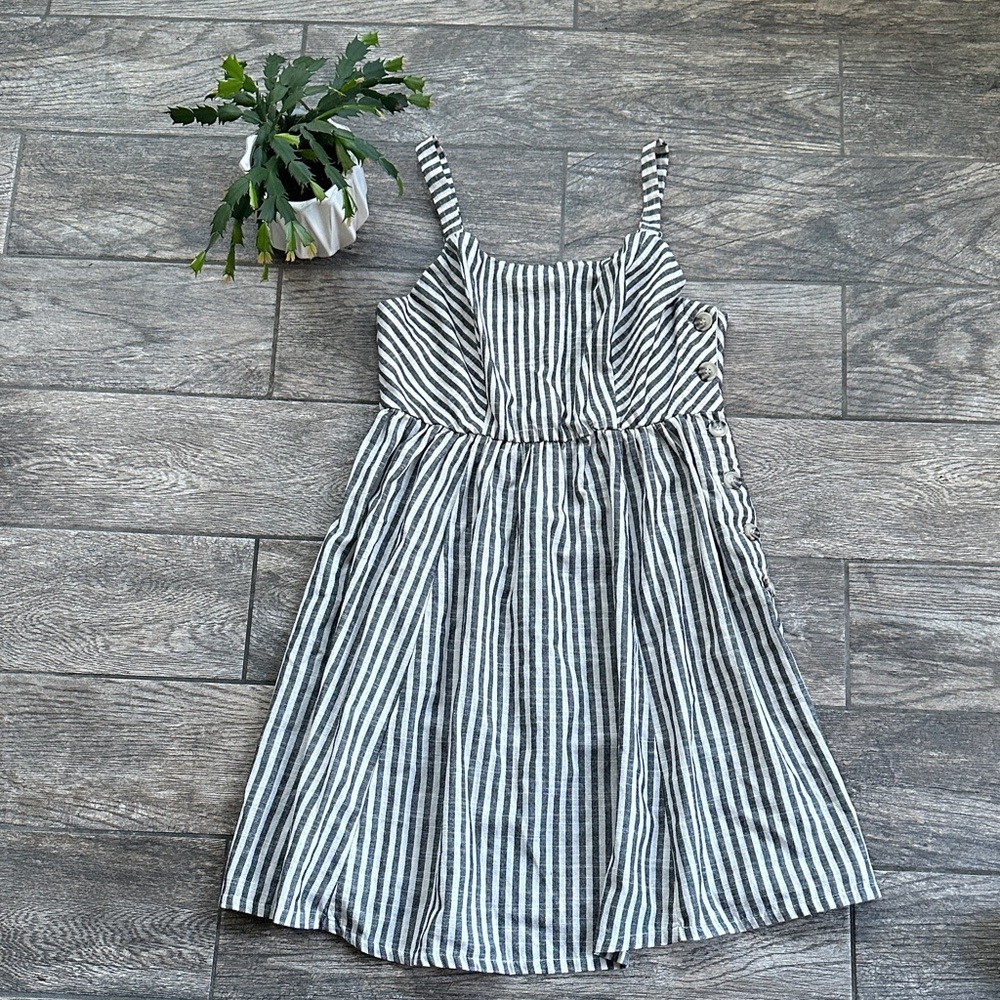 Good Luck Gem Black & White Striped Cami Dress - Size L (Like New)